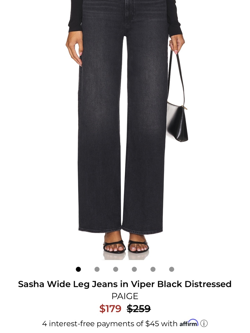 PAIGE Sasha Wide-Leg Jeans in Viper Black Distressed